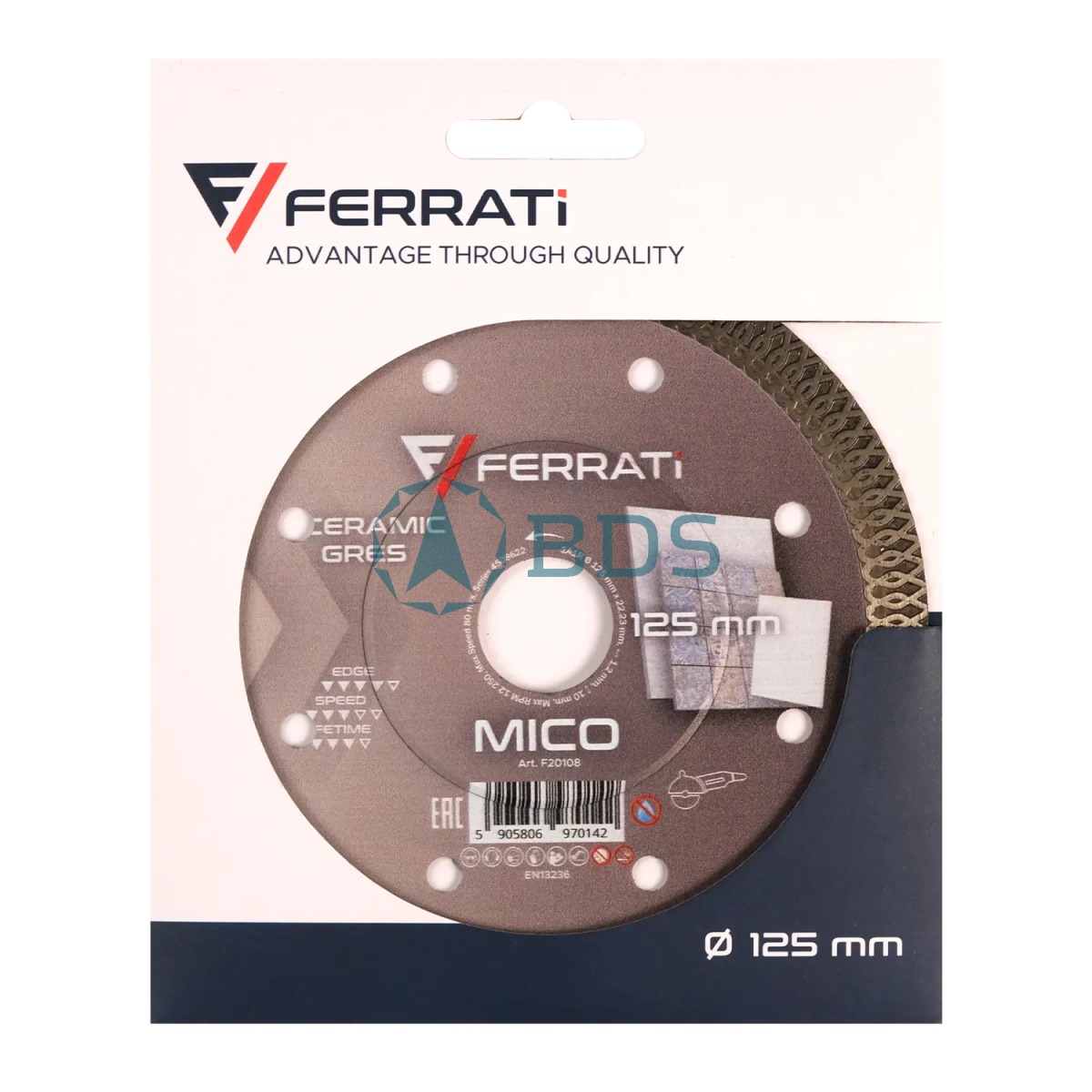 Диски на УШМ Круг алмазный отрезной 1A1R Mico 125*1,2*10*22,23