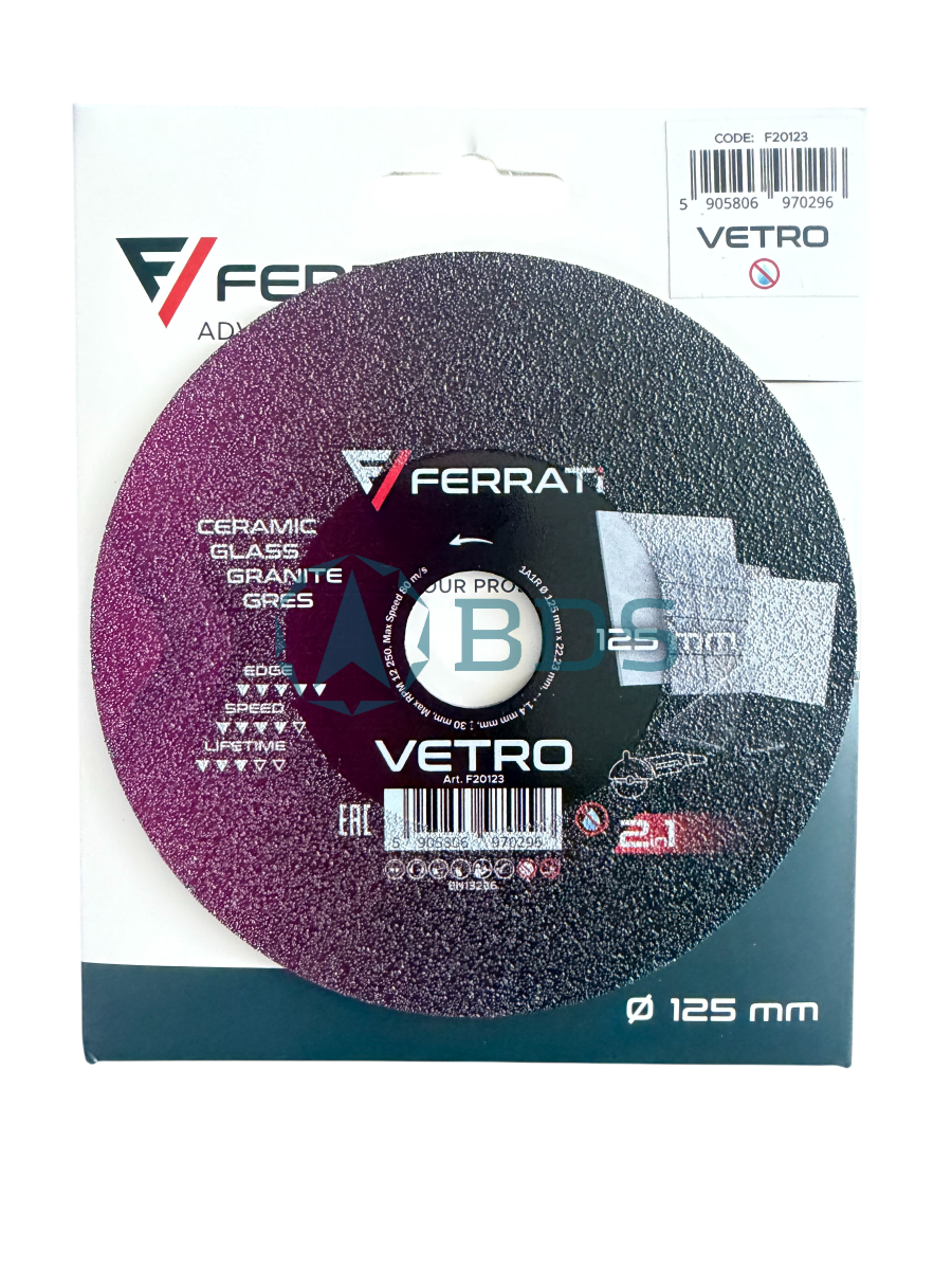 Диски на УШМ Круг алмазный отрезной 1A1R Vetro 125*1,4*30*22,23