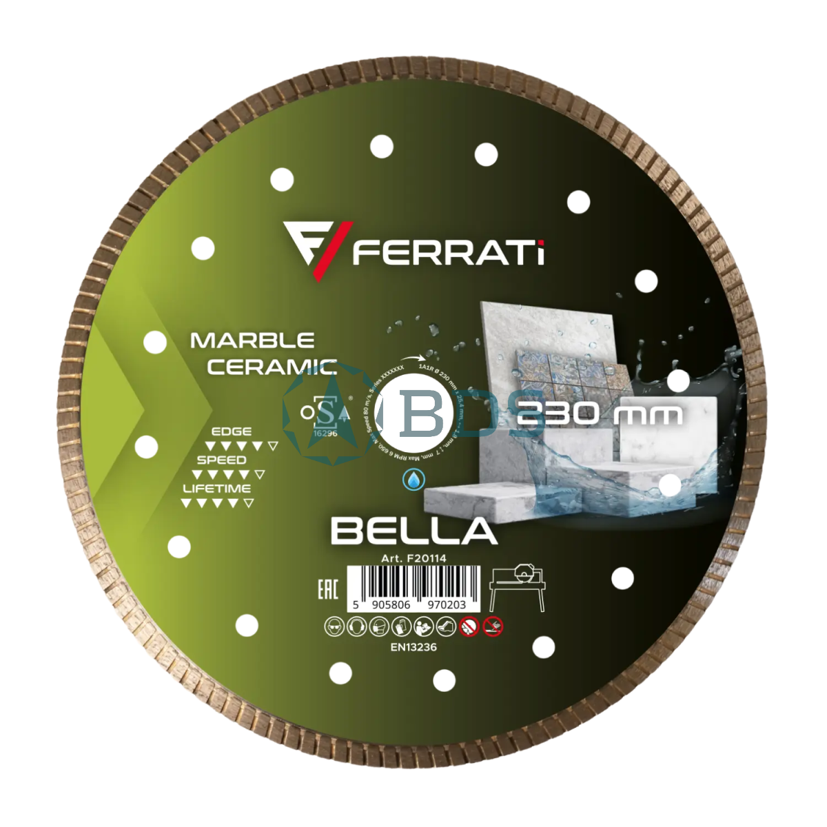 Диски на УШМ Круг алмазный отрезной 1A1R Bella 230*1,8*7*25,4